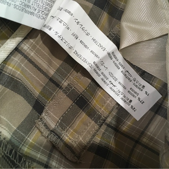 Zara flare pants Checked Plaid Trouser Beige Mid Rise size Xs new - Picture 8 of 10